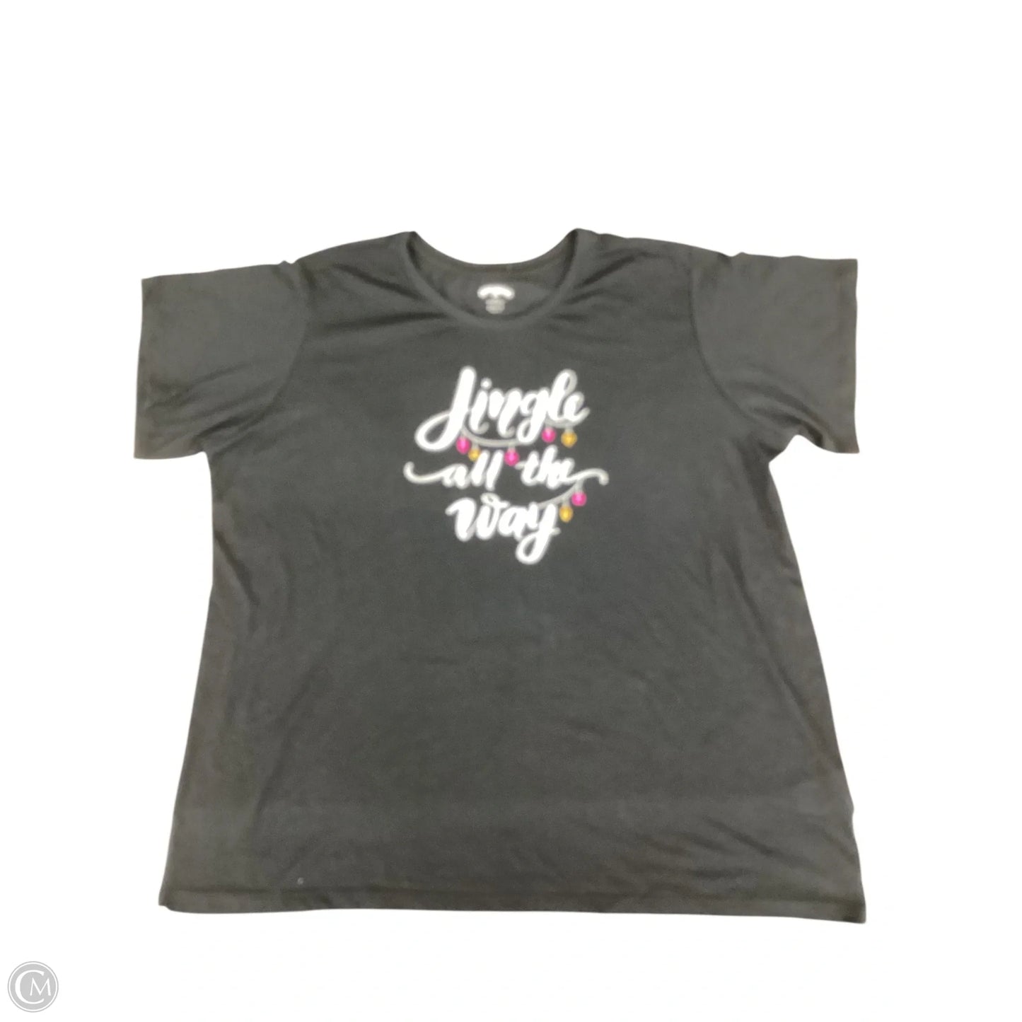 Top Short Sleeve Basic By Holiday Time In Black, Size: 1x