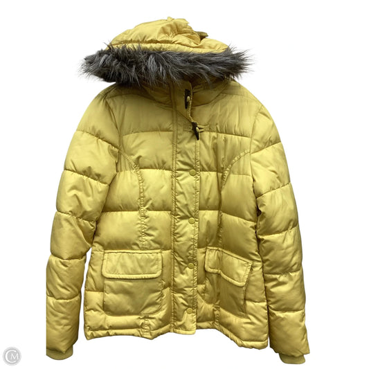 Coat Puffer & Quilted By Ruff Hewn In Yellow, Size: M