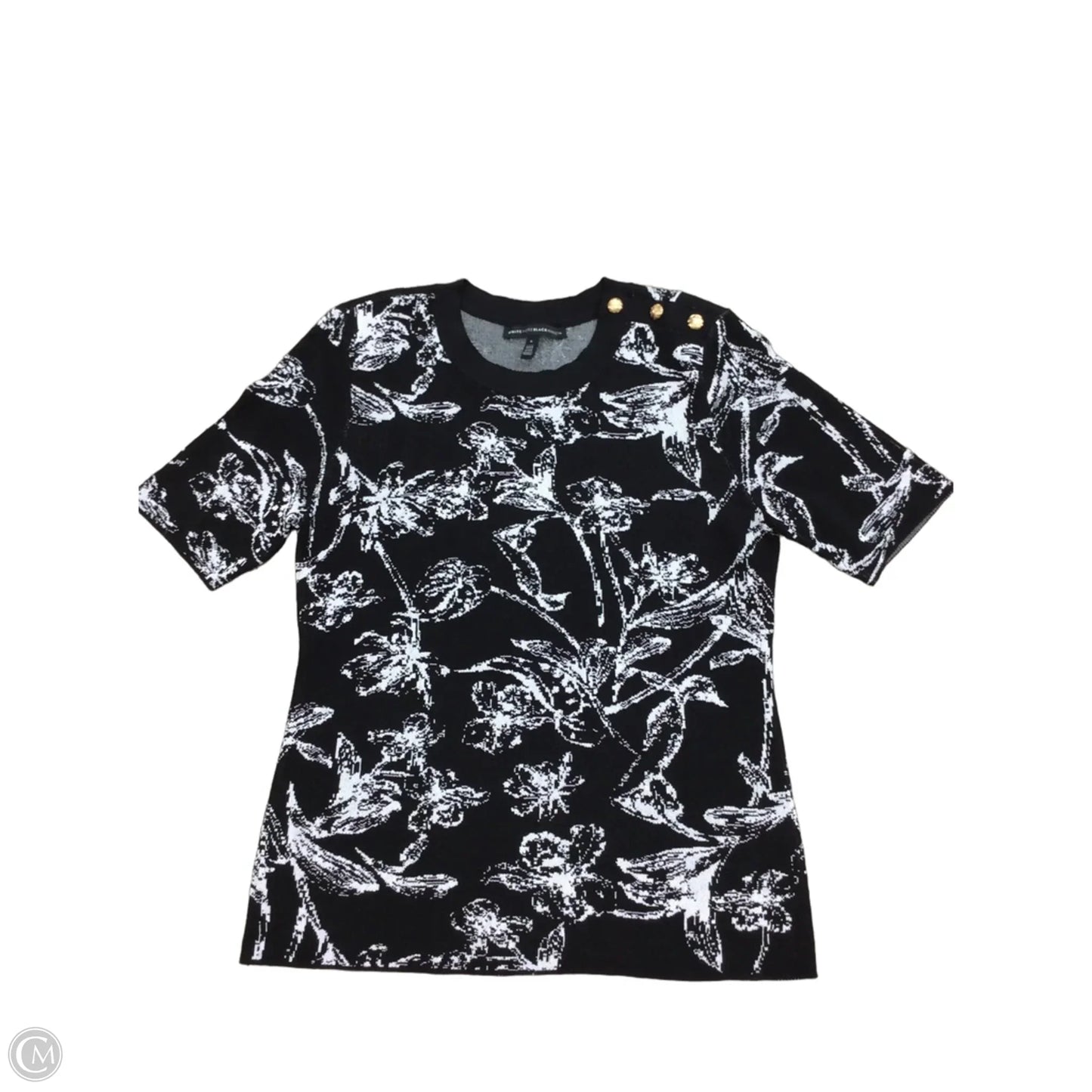 Sweater Short Sleeve By White House Black Market In Black & White, Size: L