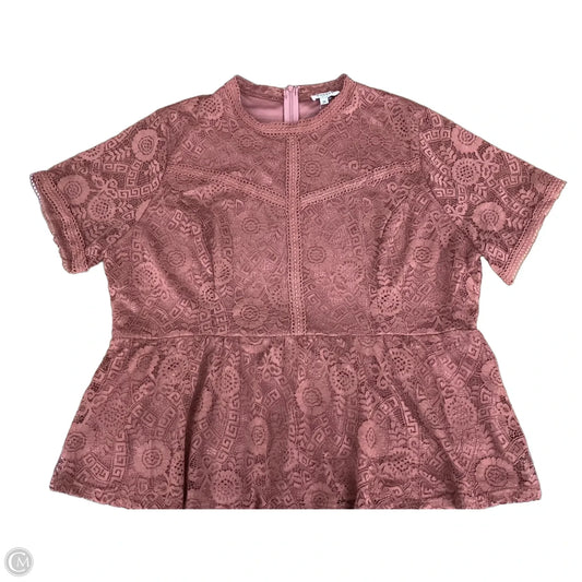 Top Short Sleeve By Andree By Unit In Peach, Size: 2x