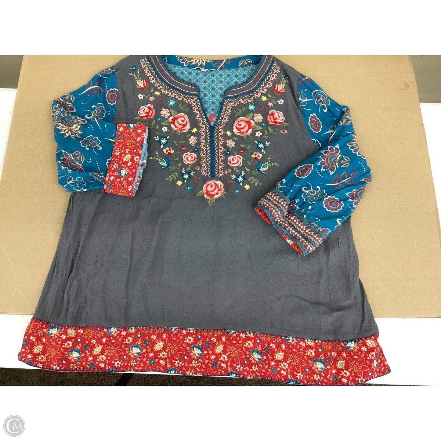 Top 3/4 Sleeve By John Mark In Floral Print, Size: 2x