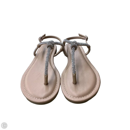 Sandals Flats By A New Day In Silver & Tan, Size: 6.5