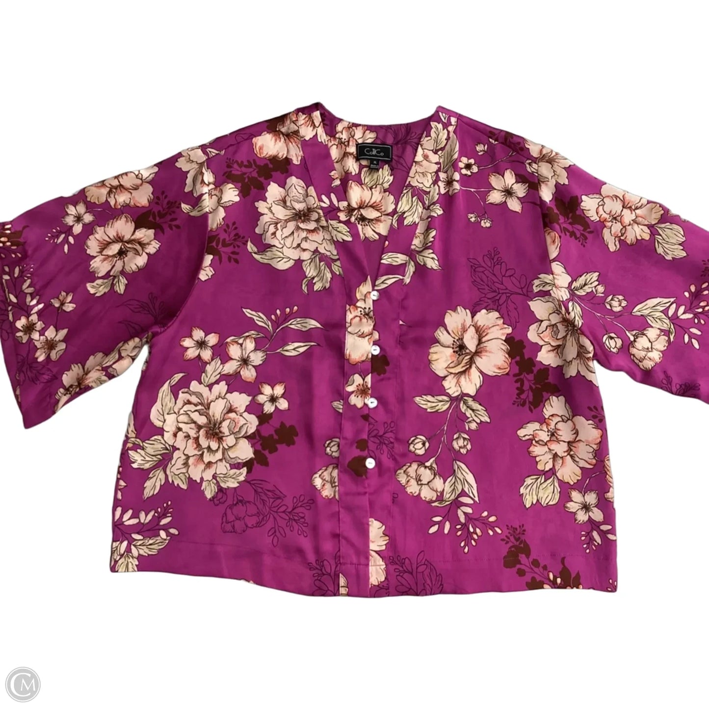 Blouse Short Sleeve By Clothes Mentor In Purple & Tan, Size: Xl