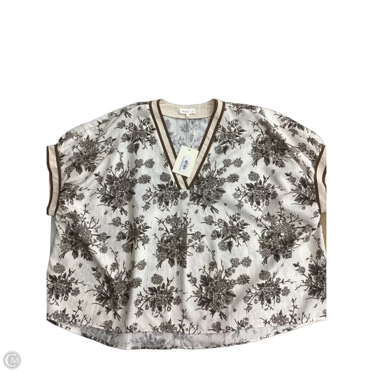 Top Short Sleeve By Entro In Brown & Cream, Size: 1x