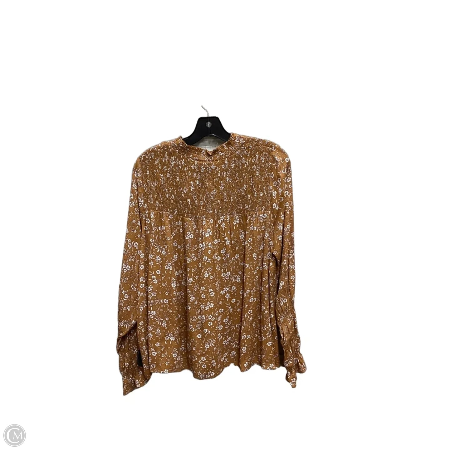Top Long Sleeve By Thml In Tan & White, Size: M