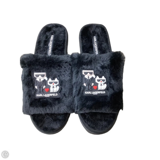 Slippers Designer By Karl Lagerfeld In Black, Size: 10