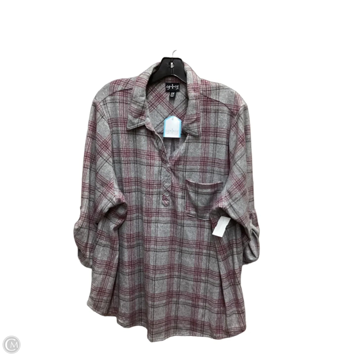 Top Long Sleeve By Clothes Mentor In Grey & Purple, Size: 3x