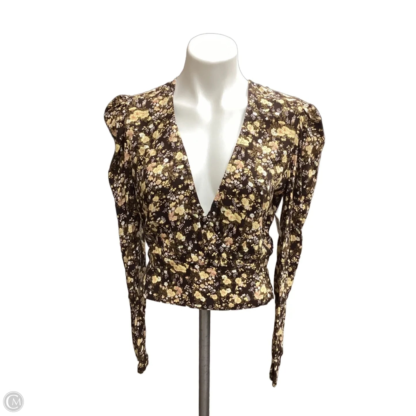 Blouse Long Sleeve By Afrm In Floral Print, Size: S