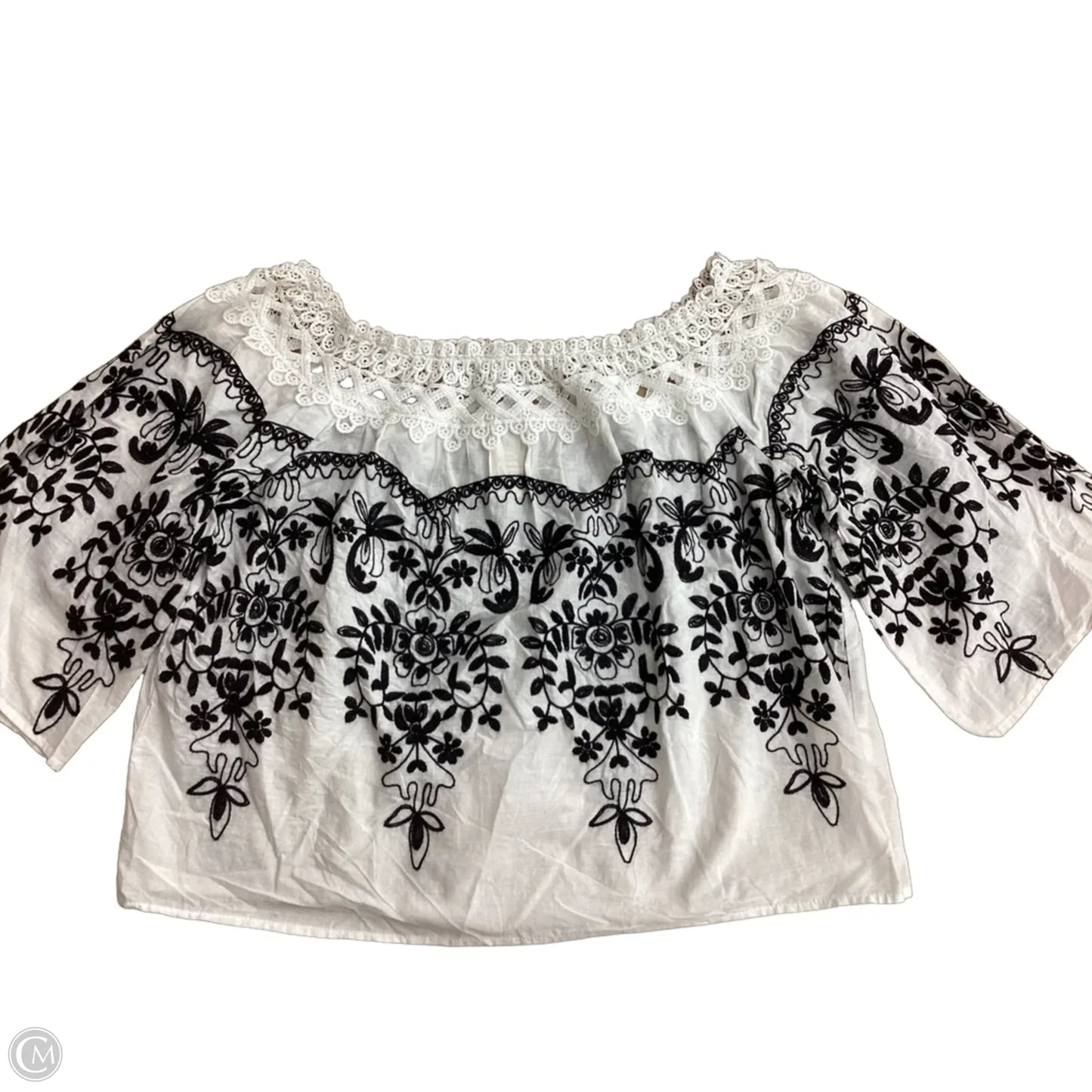 Top Short Sleeve By Flying Tomato In Black & White, Size: S