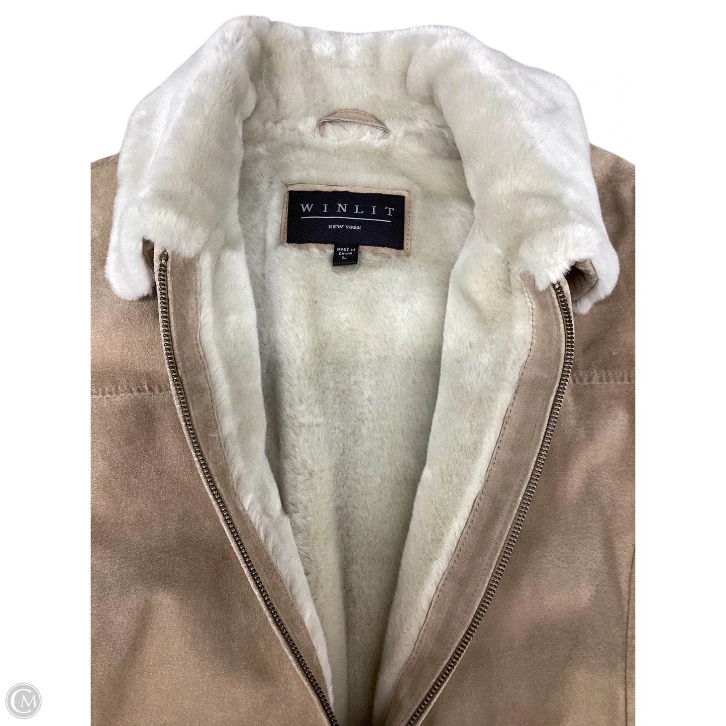 Coat Leather By Clothes Mentor In Tan, Size: L