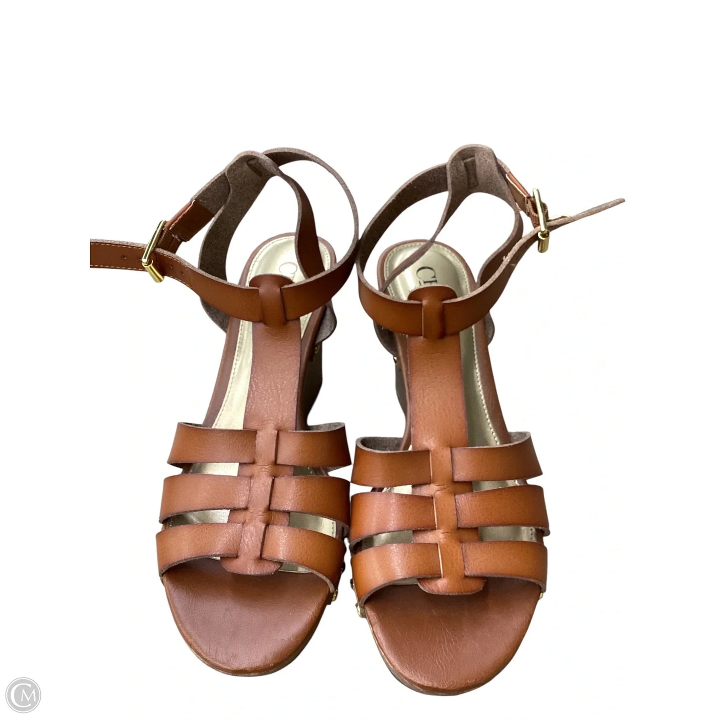 Sandals Heels Wedge By Chaps In Brown, Size: 8