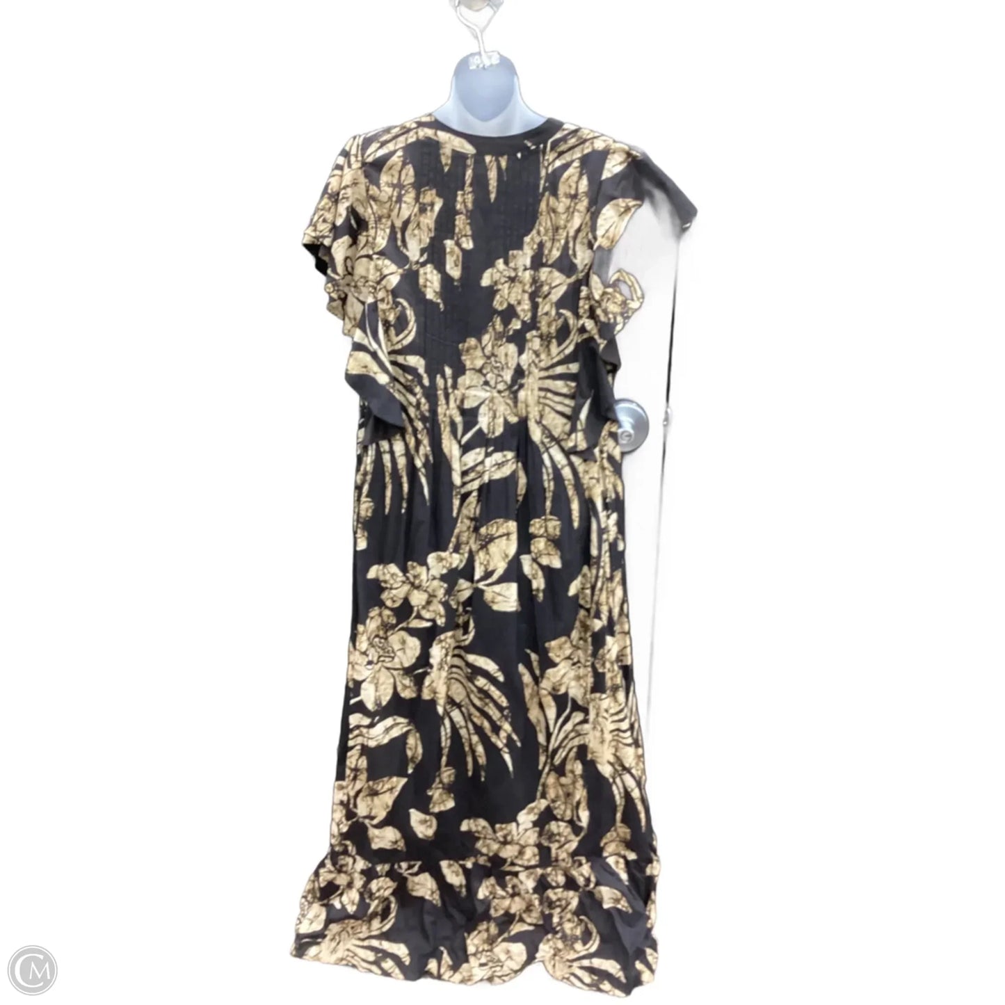 Dress Casual Maxi By Anthropologie In Black & Gold, Size: L
