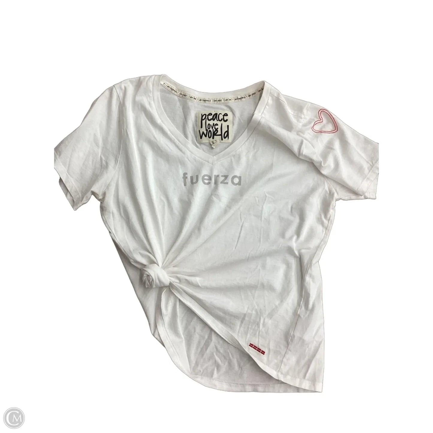 Top Short Sleeve Basic By Peace Love World In White, Size: L