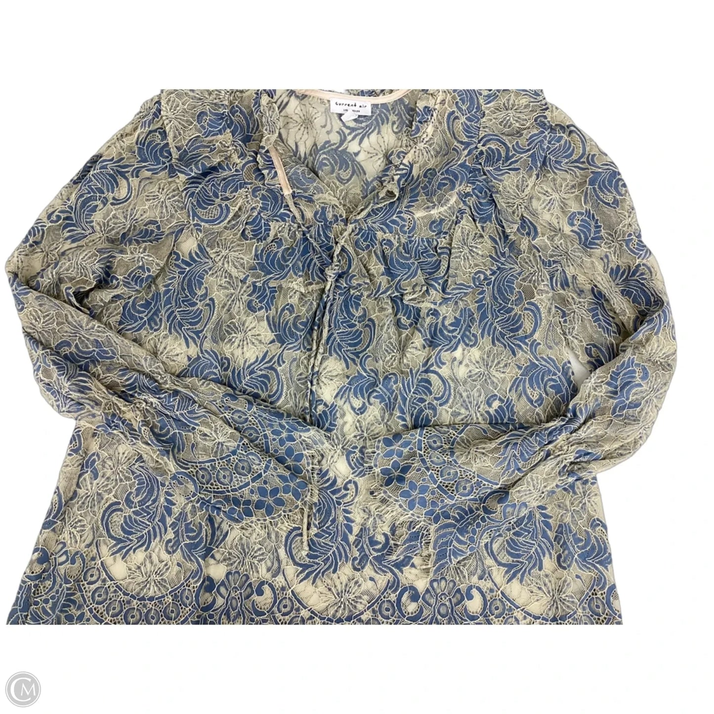 Blouse Long Sleeve By Current Air In Blue & Grey, Size: L