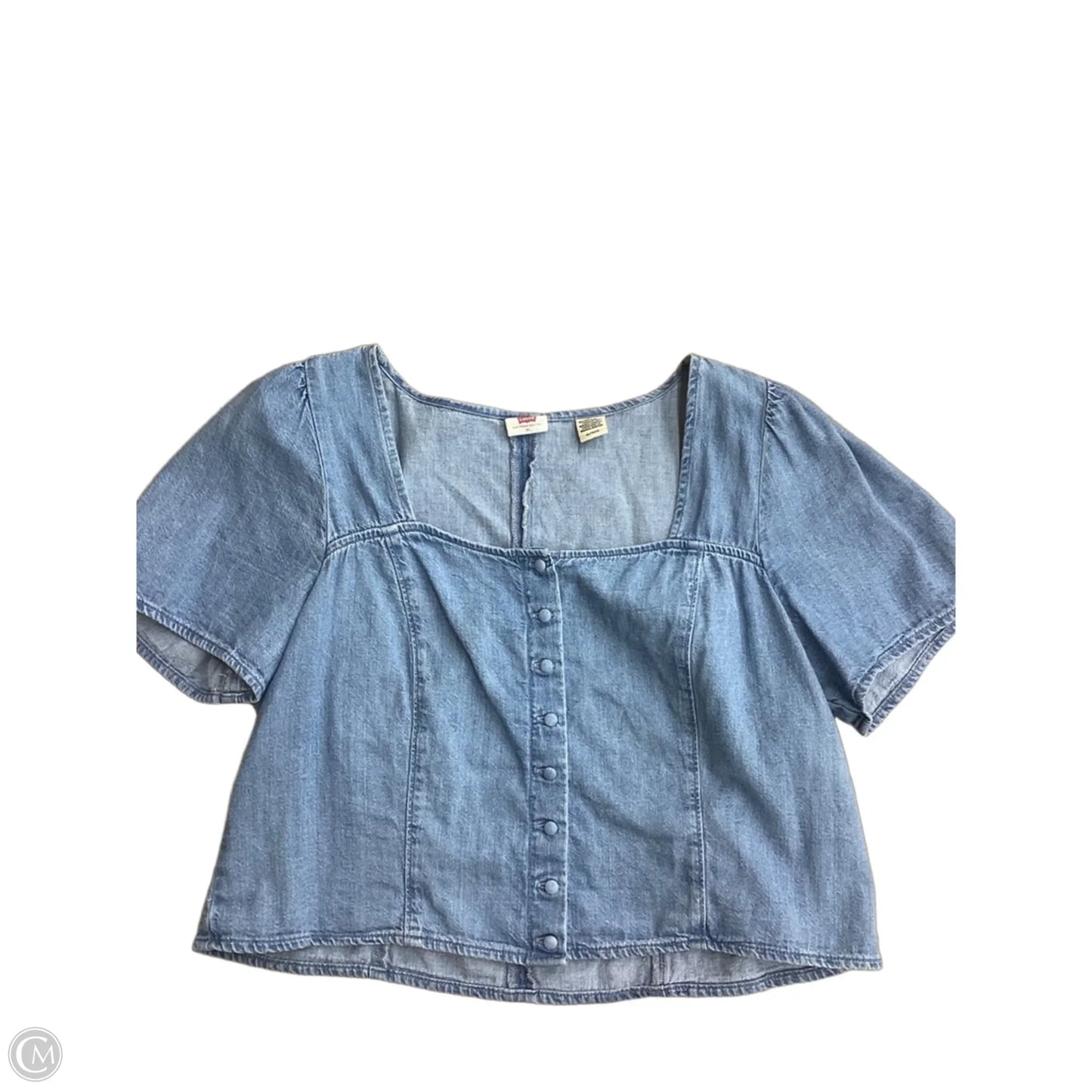 Top Short Sleeve By Levis In Blue Denim, Size: Xl