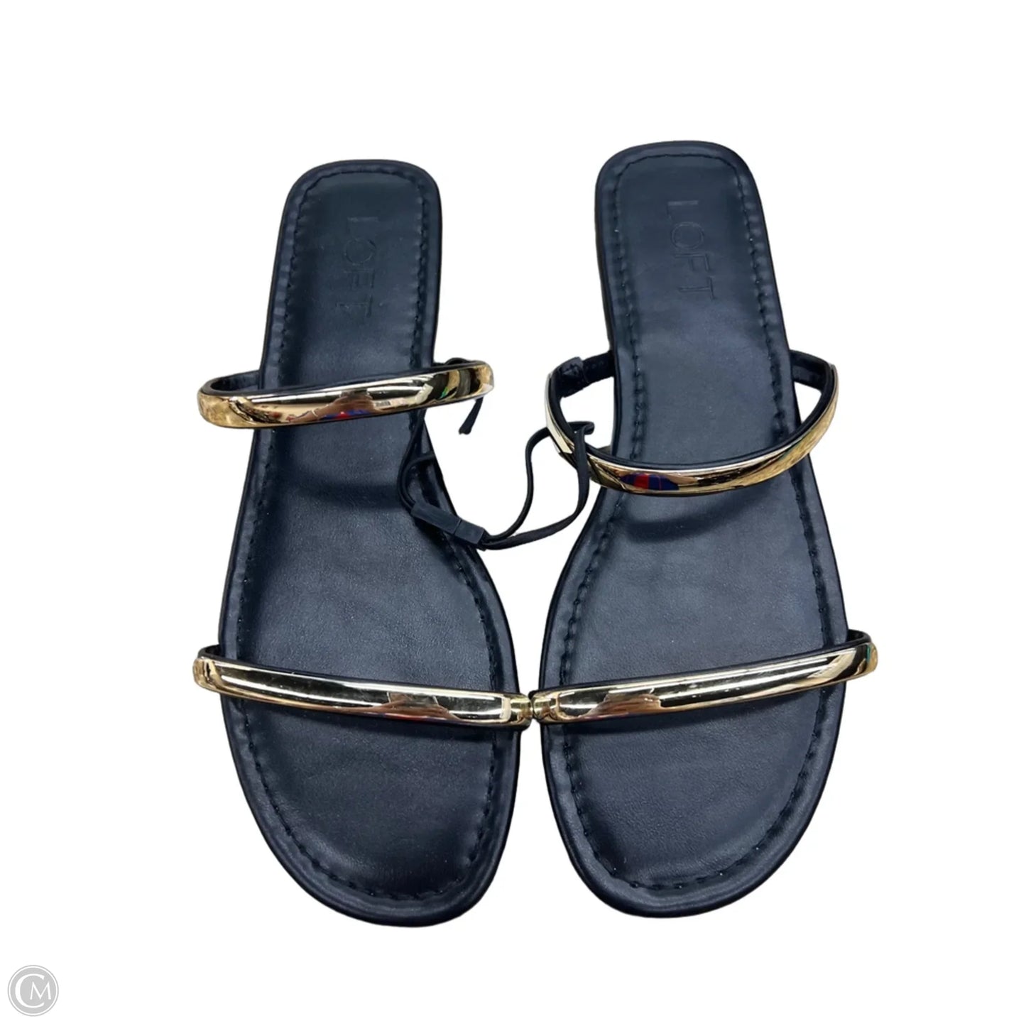 Sandals Flats By Loft In Black & Gold, Size: 7