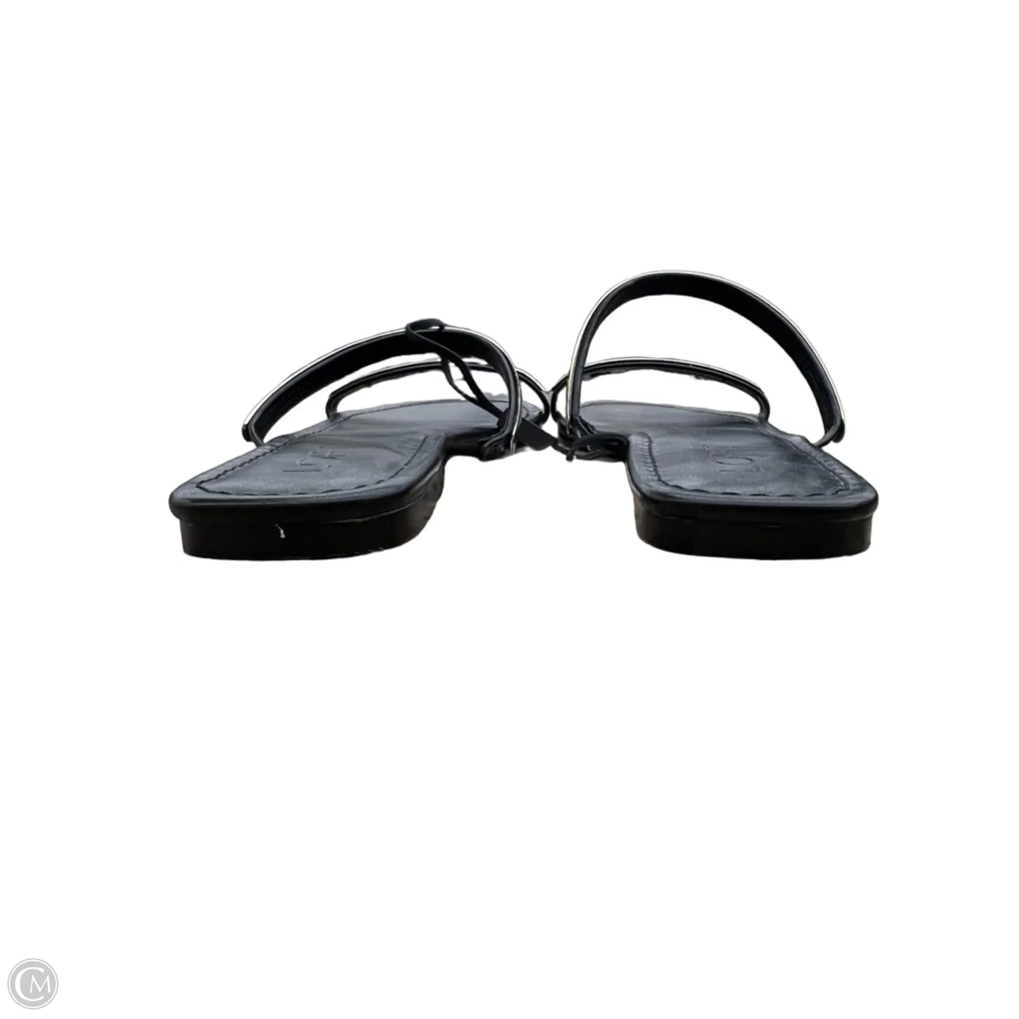 Sandals Flats By Loft In Black & Gold, Size: 7