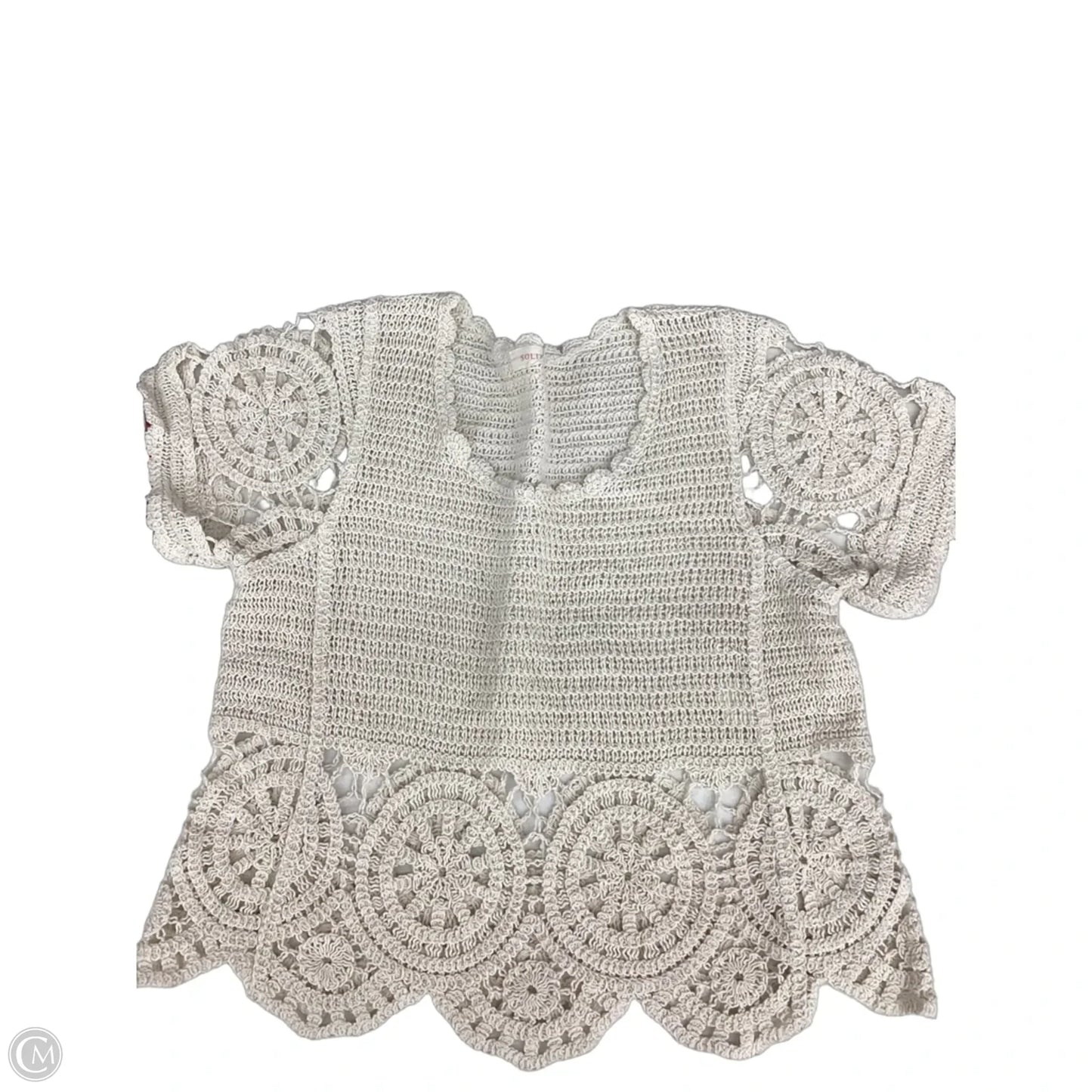 Top Short Sleeve By Solitaire In Cream, Size: M