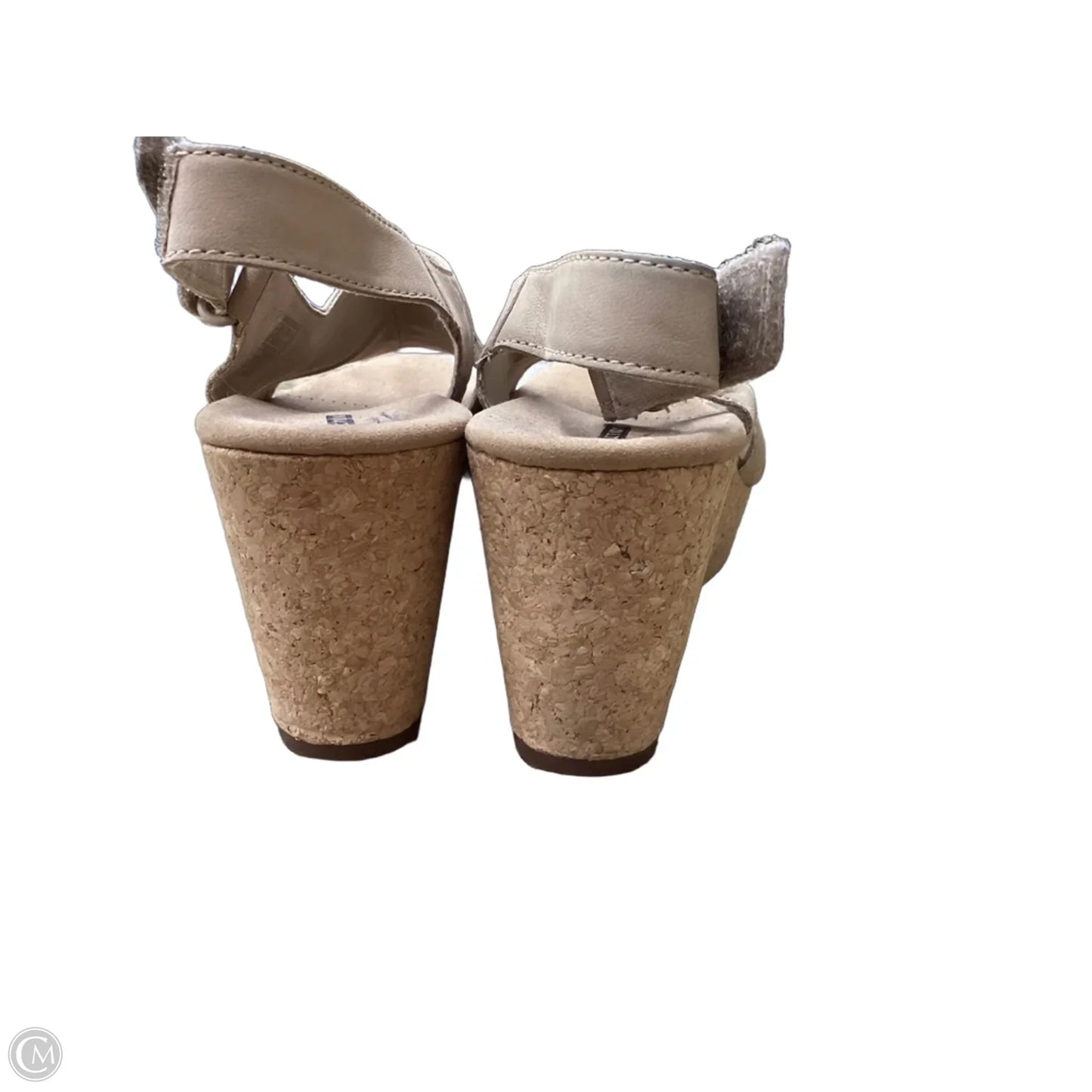 Sandals Heels Wedge By Clarks In Tan, Size: 9