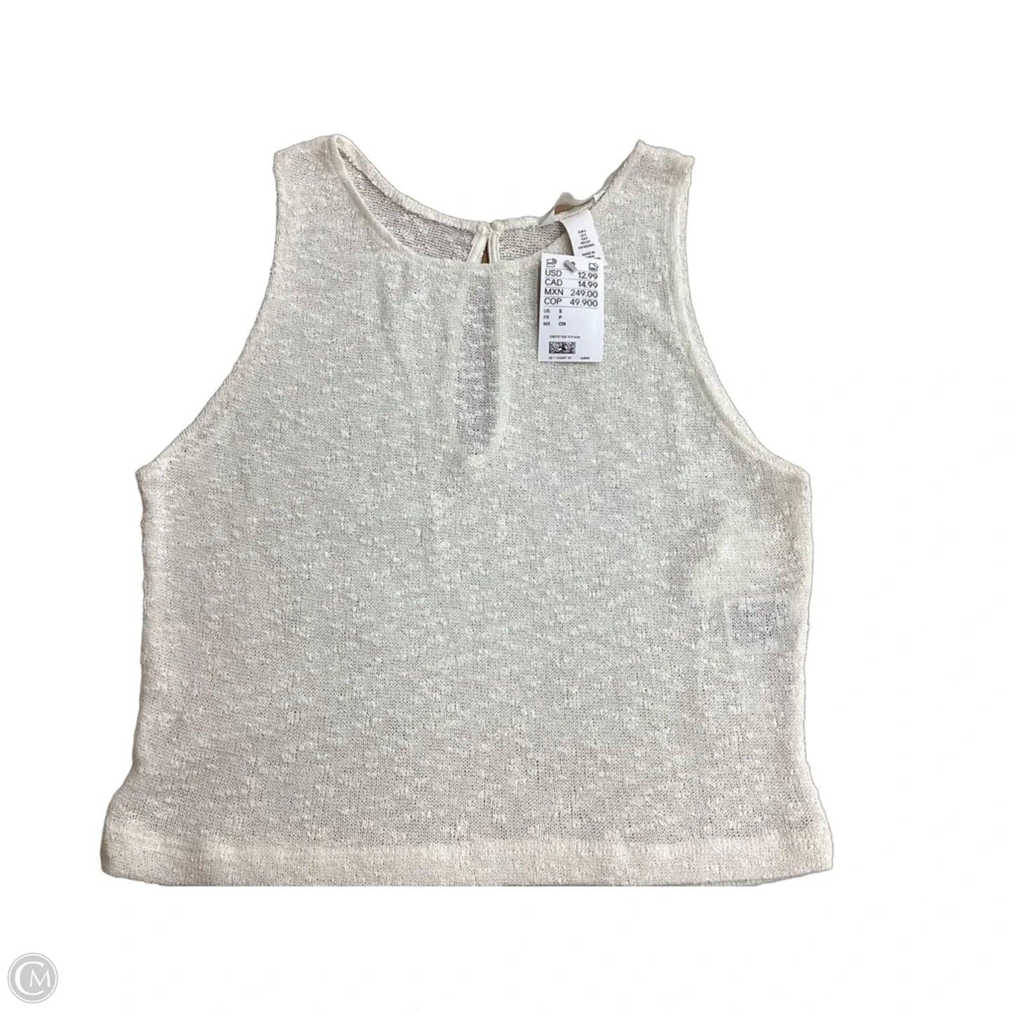 Top Sleeveless By H&m In Cream, Size: S