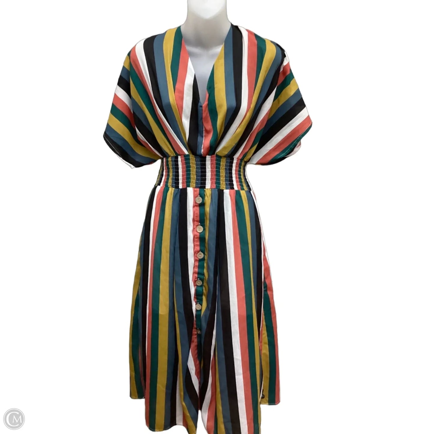 Dress Casual Midi By Oddi In Striped Pattern, Size: M