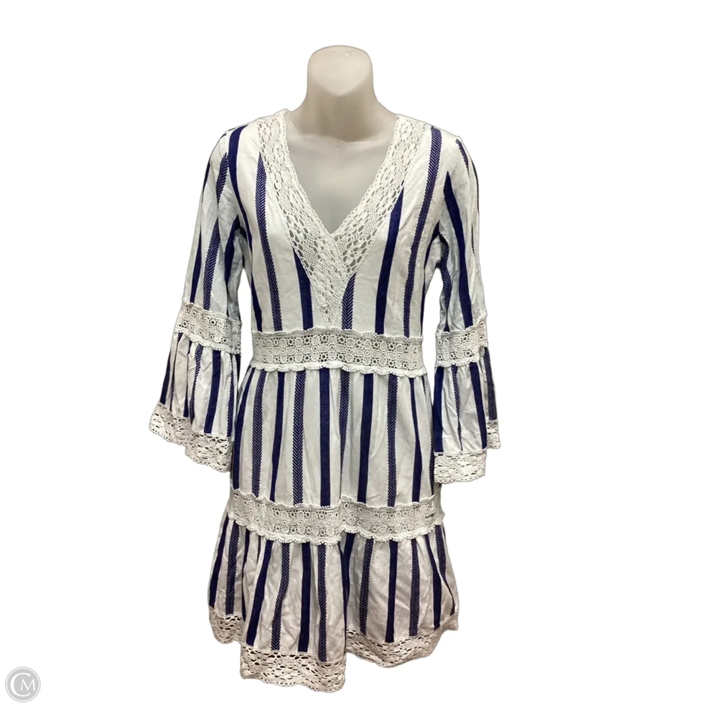 Dress Casual Midi By Sts Blue In Blue & White, Size: M