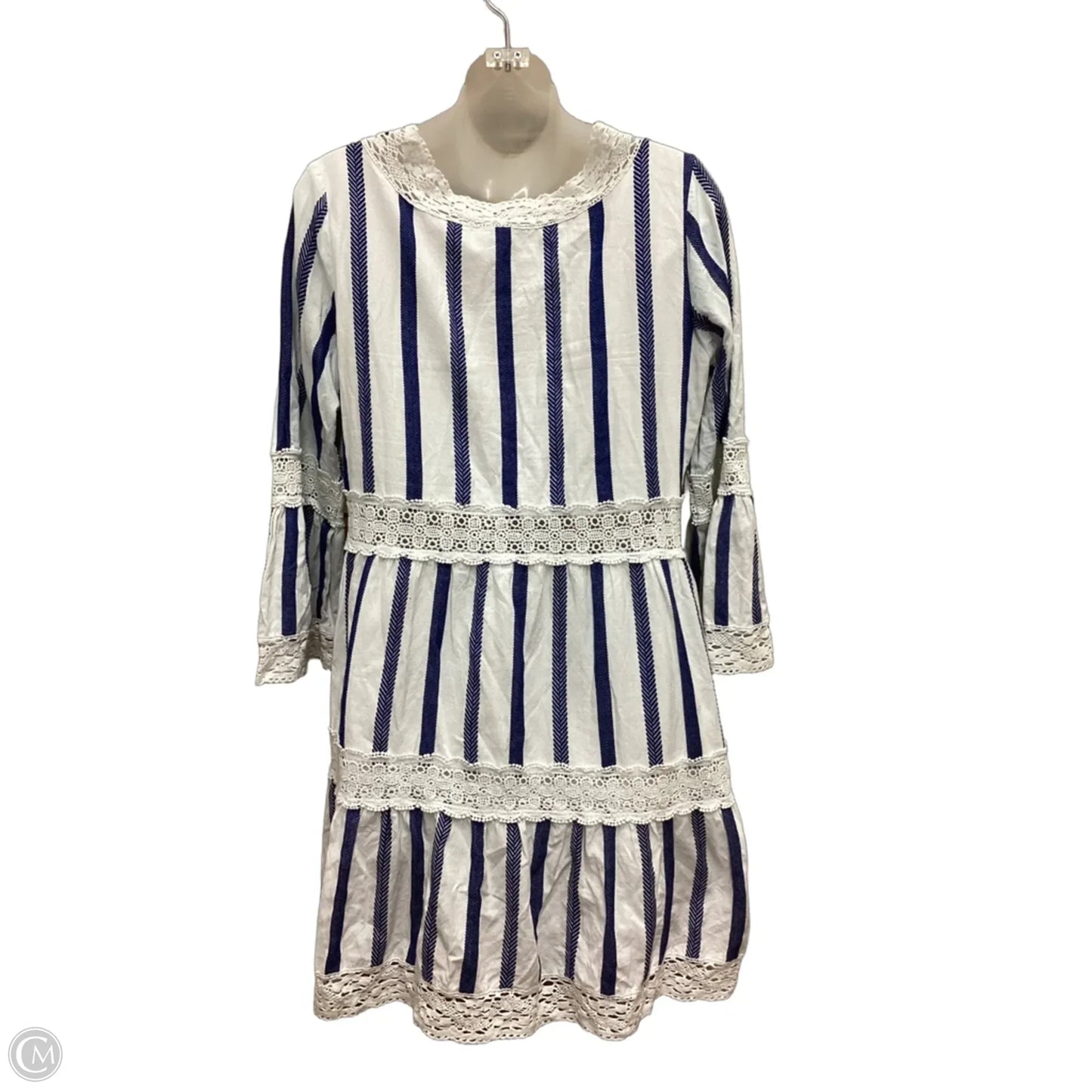Dress Casual Midi By Sts Blue In Blue & White, Size: M