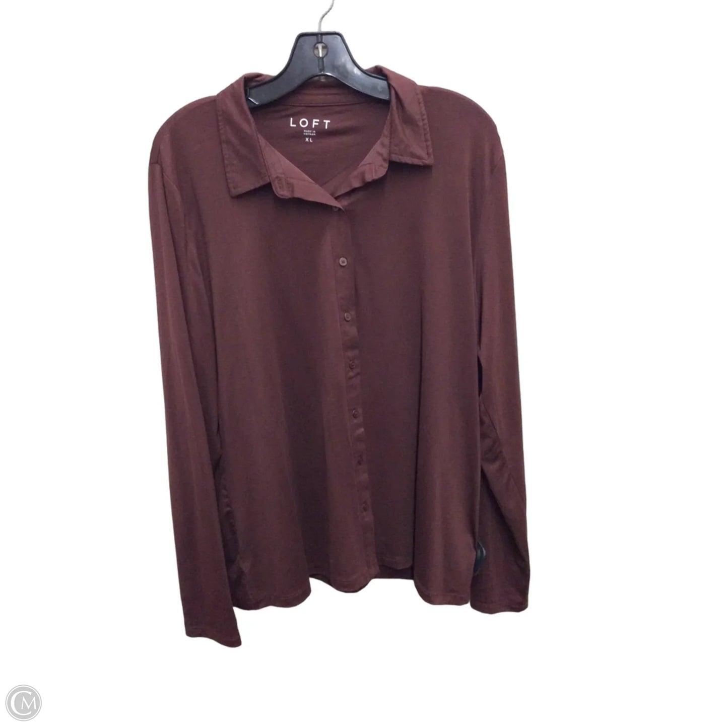 Blouse Long Sleeve By Loft In Brown, Size: Xl