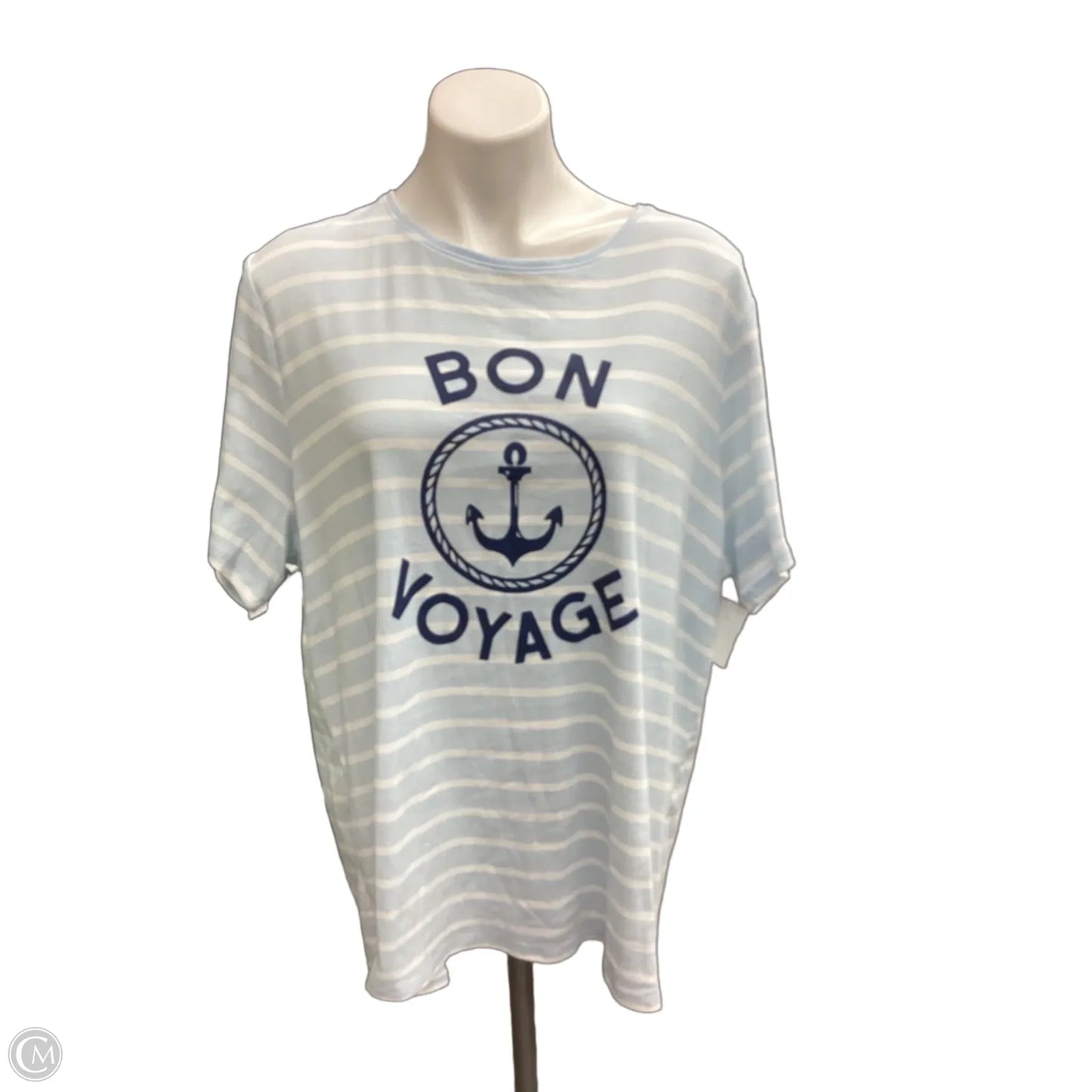 Top Short Sleeve By Croft And Barrow In Striped Pattern, Size: 2x