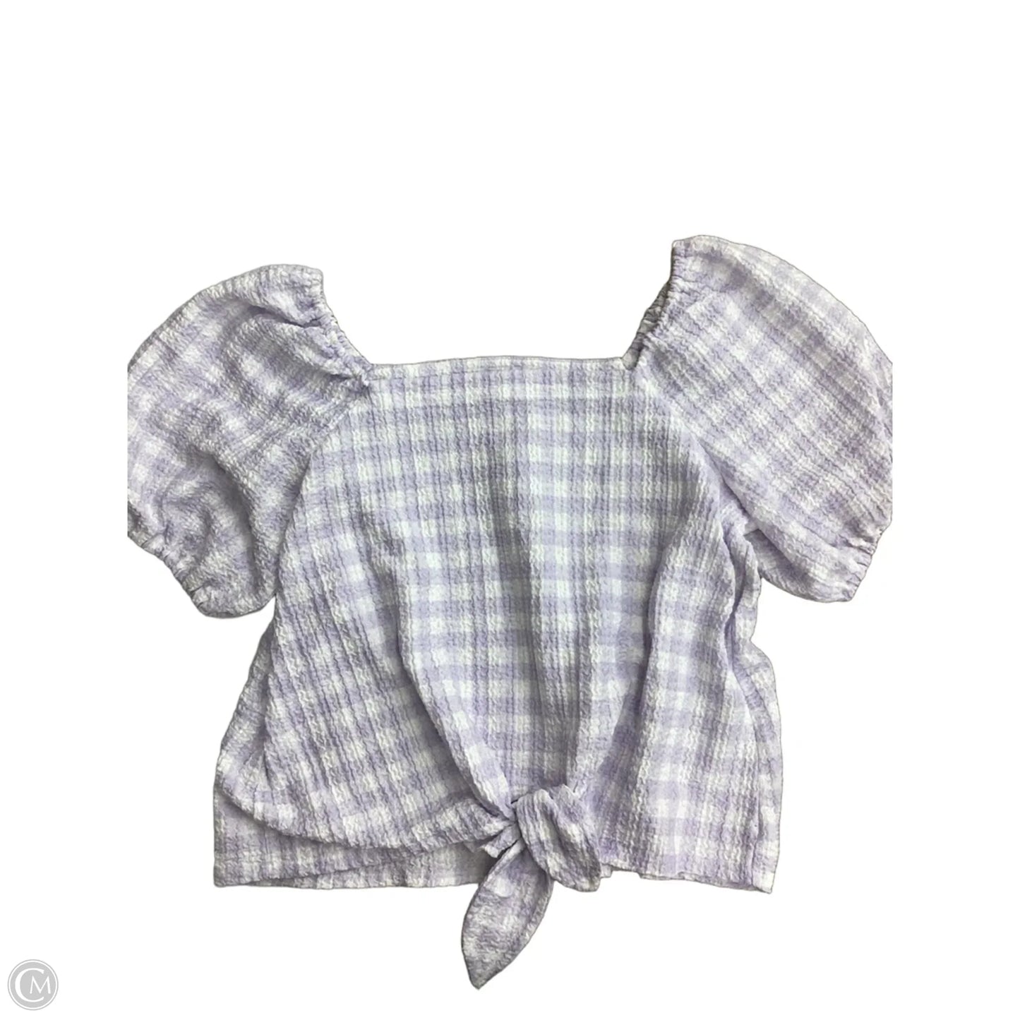 Blouse Short Sleeve By Loft In Plaid Pattern, Size: L