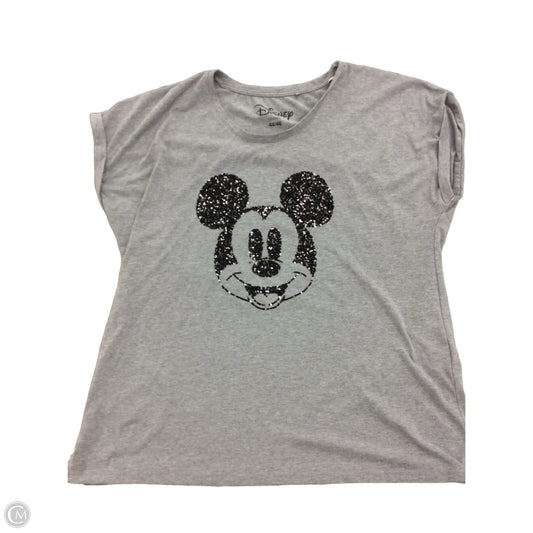 Top Short Sleeve By Disney In Grey, Size: 4x