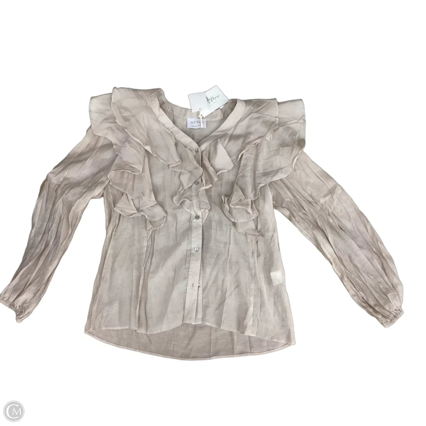 Blouse Long Sleeve By Clothes Mentor In Cream, Size: M