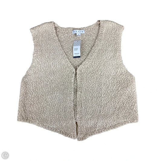 Vest Sweater By Clothes Mentor In Cream, Size: L