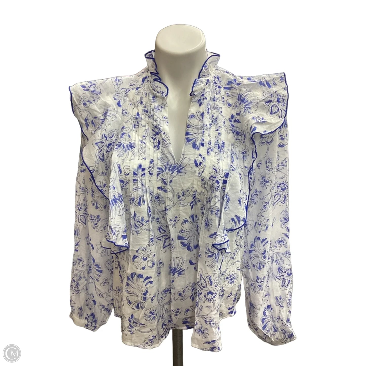 Blouse Long Sleeve By Industry In Blue, Size: S