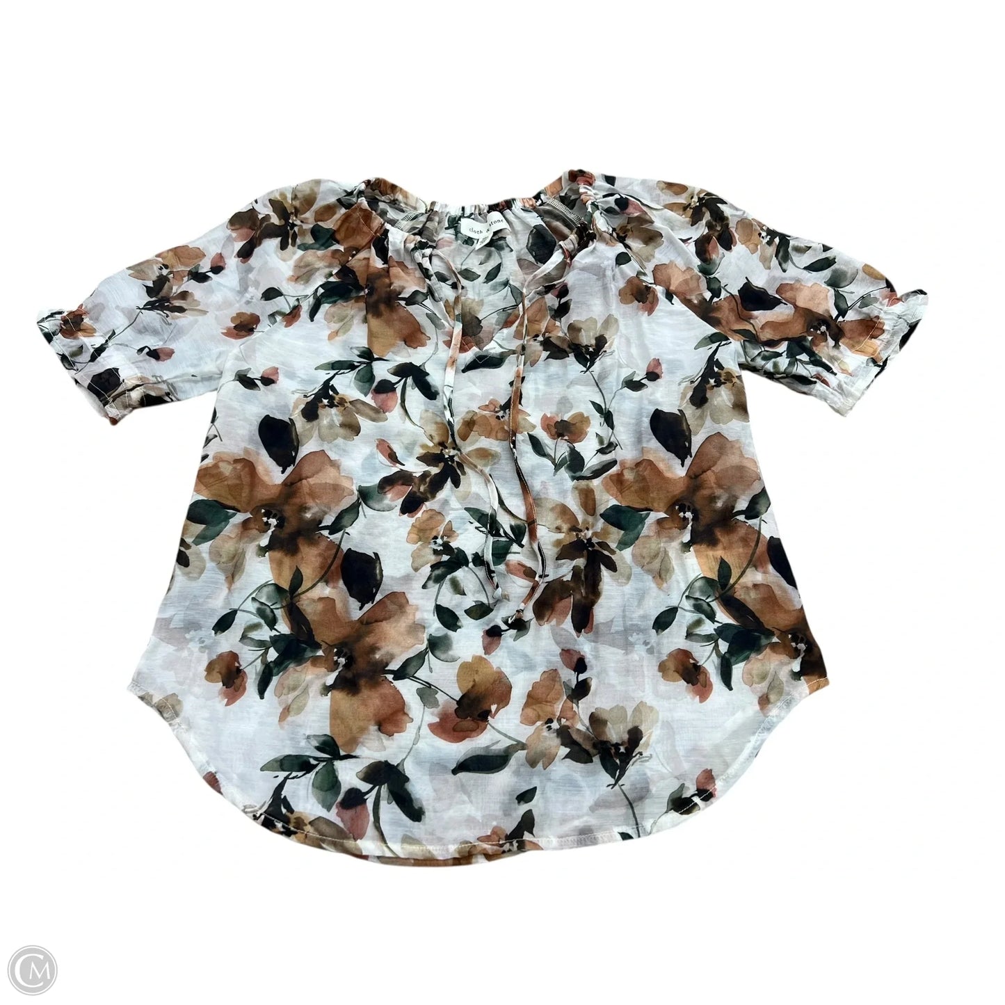 Blouse Short Sleeve By Cloth & Stone In Floral Print, Size: Xxs