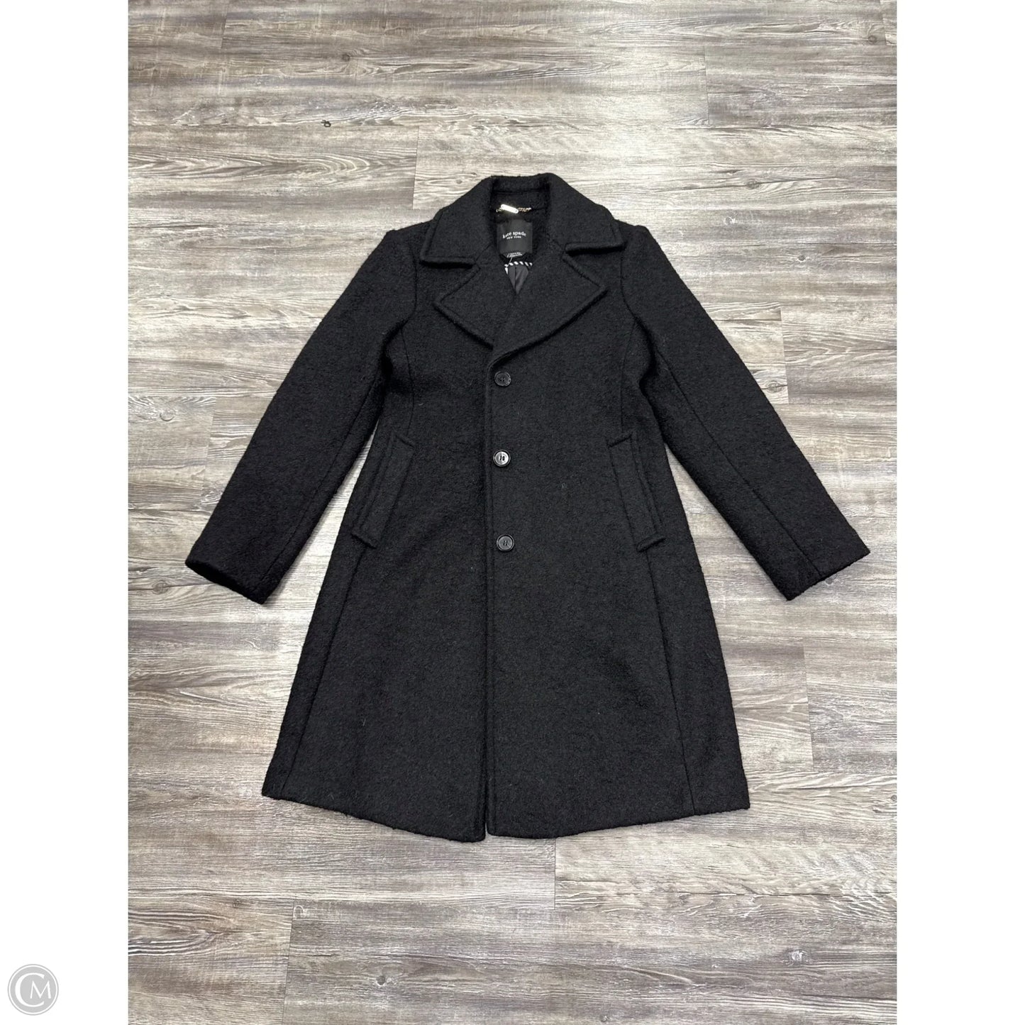 Coat Designer By Kate Spade In Black, Size: S