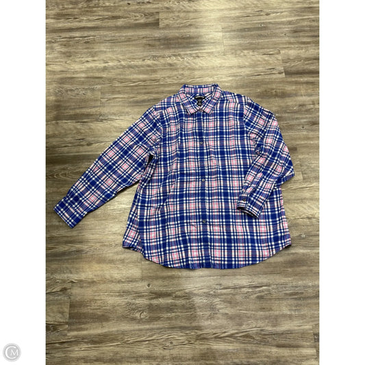 Top Long Sleeve By Lands End In Plaid Pattern, Size: 2x