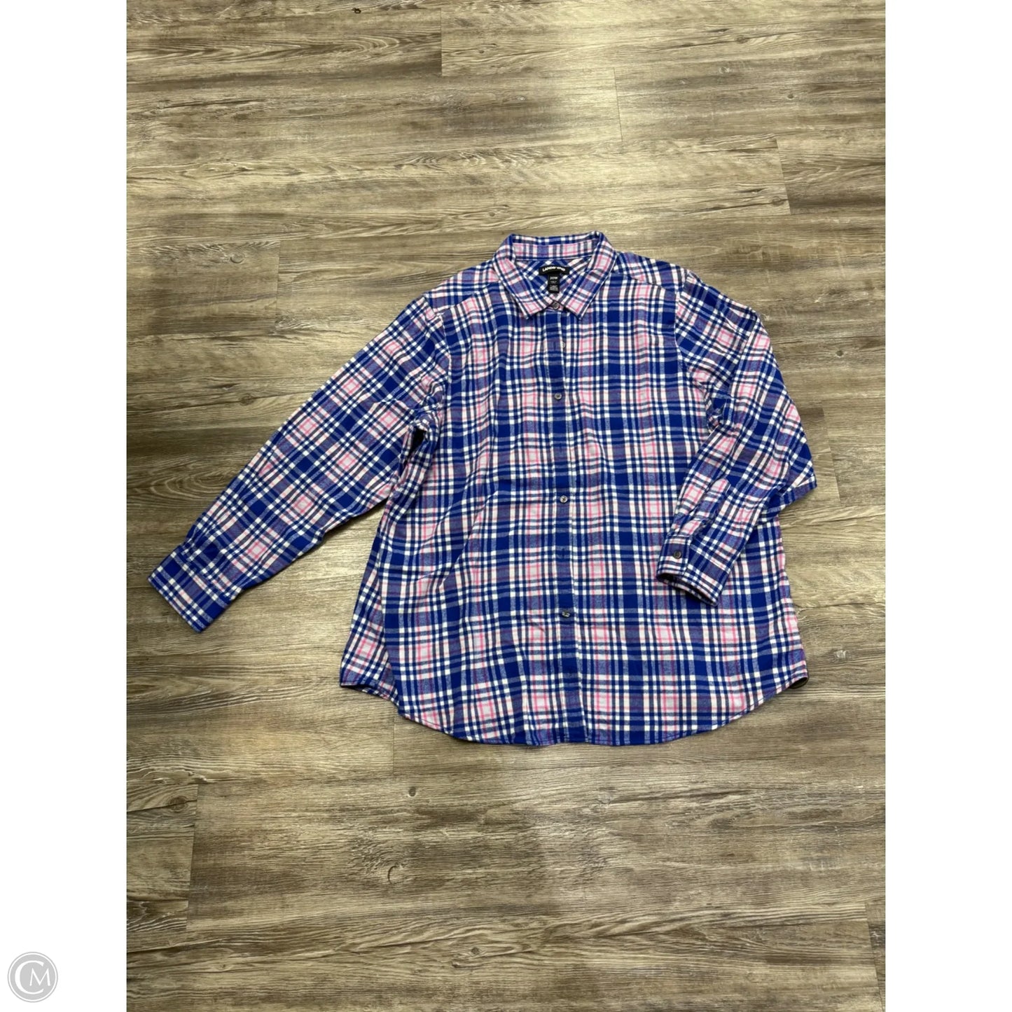 Top Long Sleeve By Lands End In Plaid Pattern, Size: 2x