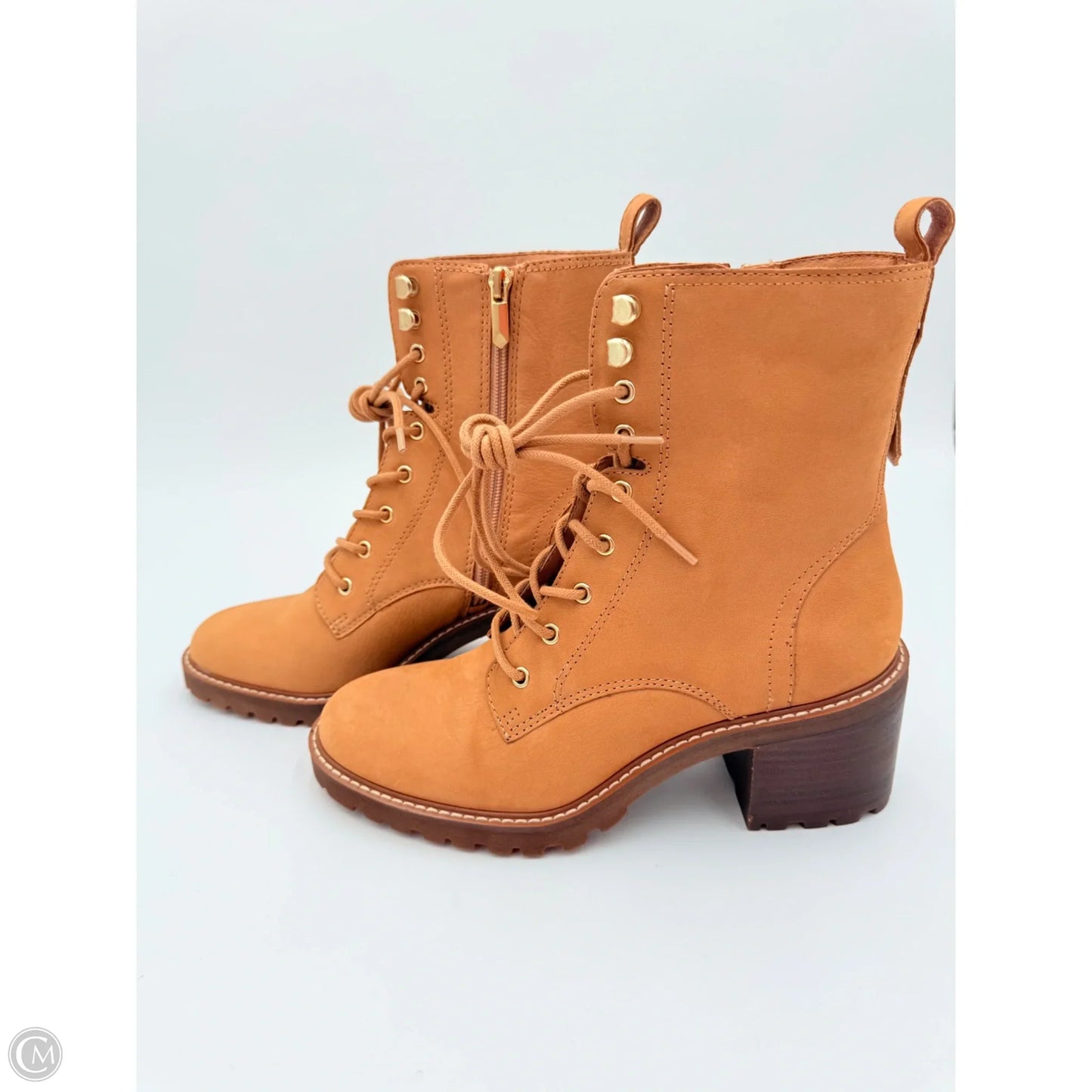 Boots Ankle Heels By Crown Vintage In Tan, Size: 8.5