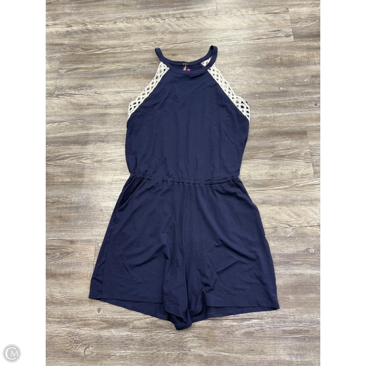 Romper Designer By Lilly Pulitzer In Blue & White, Size: L