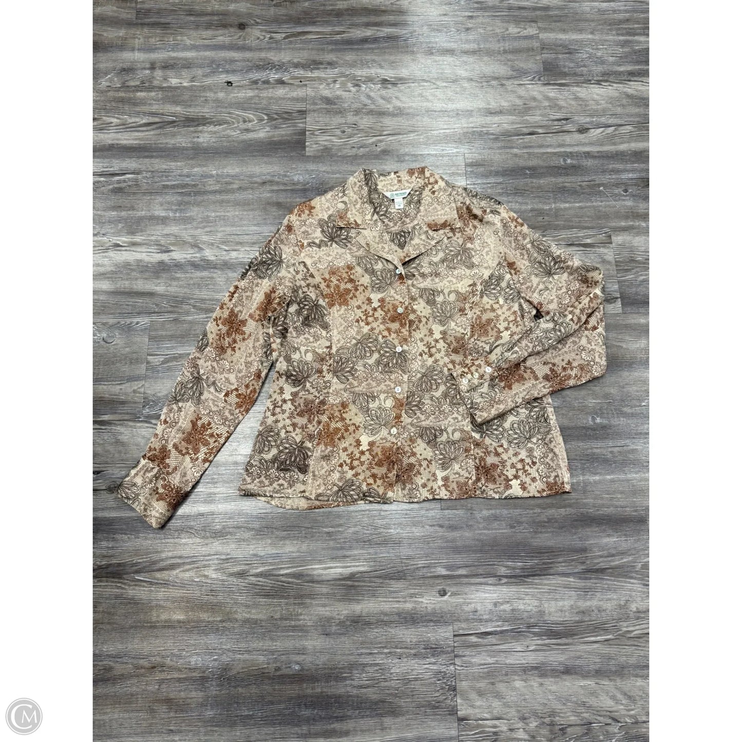 Top Long Sleeve By Austin Reed In Tan, Size: L