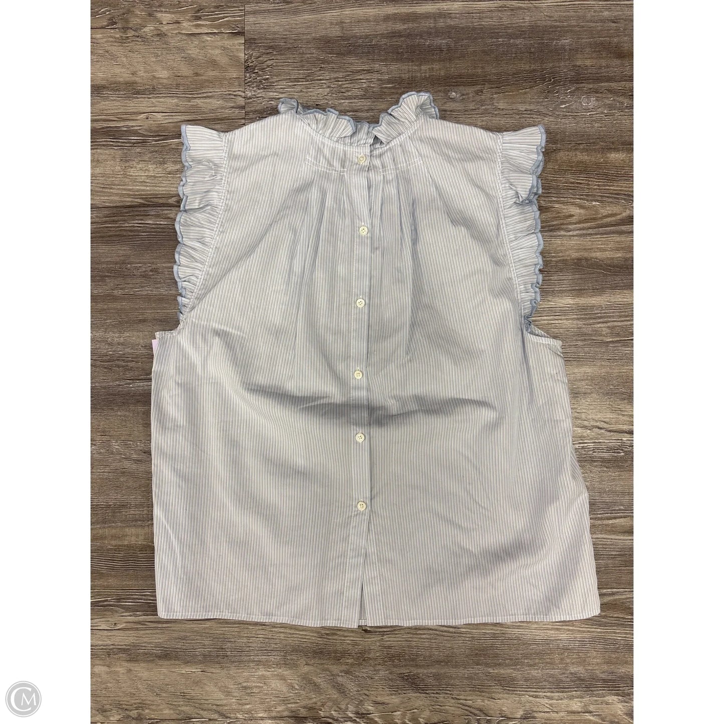 Top Short Sleeve By Frame In Blue & White, Size: L