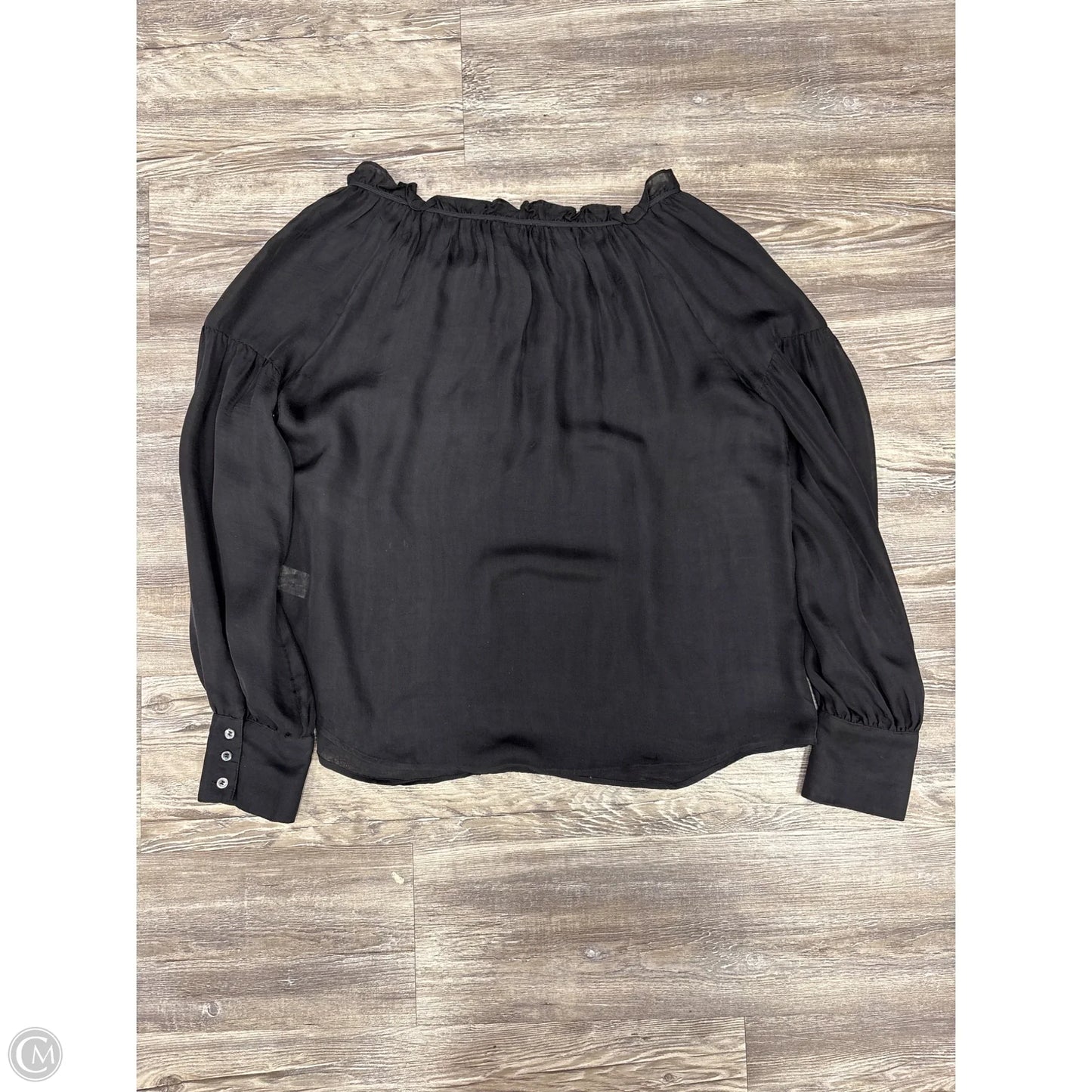 Top Long Sleeve By Frame In Black, Size: L