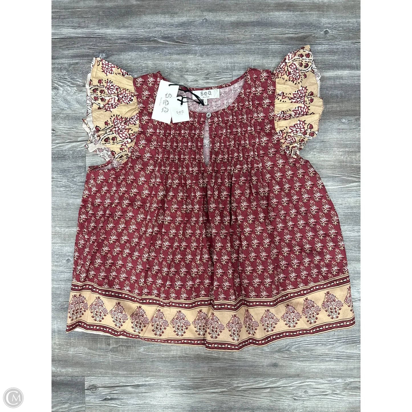 Top Short Sleeve By Cmb In Red, Size: L
