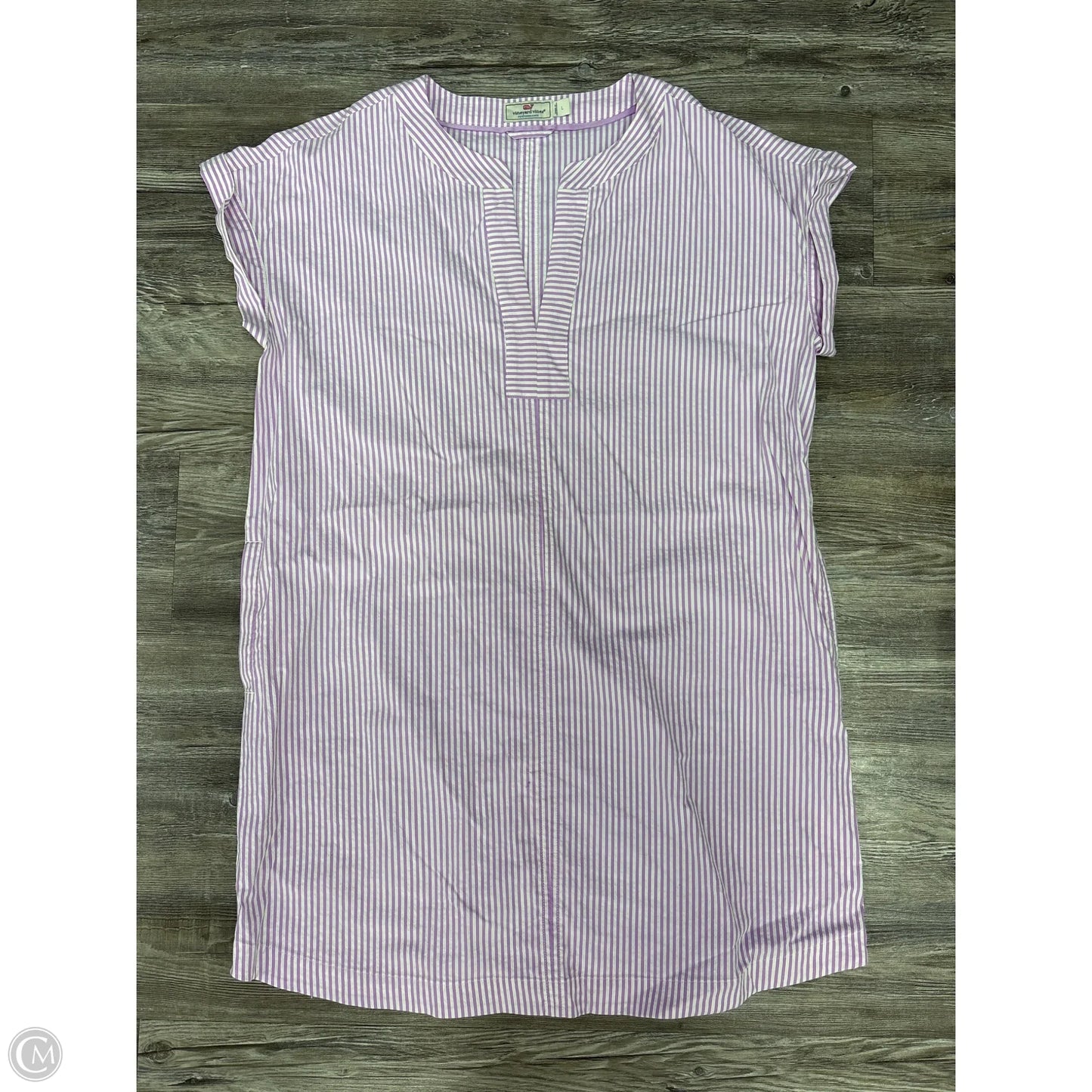 Dress Casual Short By Vineyard Vines In Purple & White, Size: L