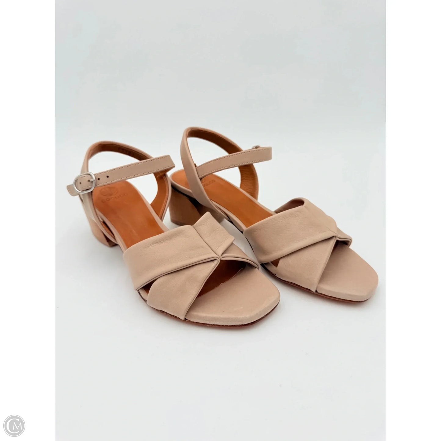 Sandals Heels Block By Coclico In Taupe, Size: 5.5