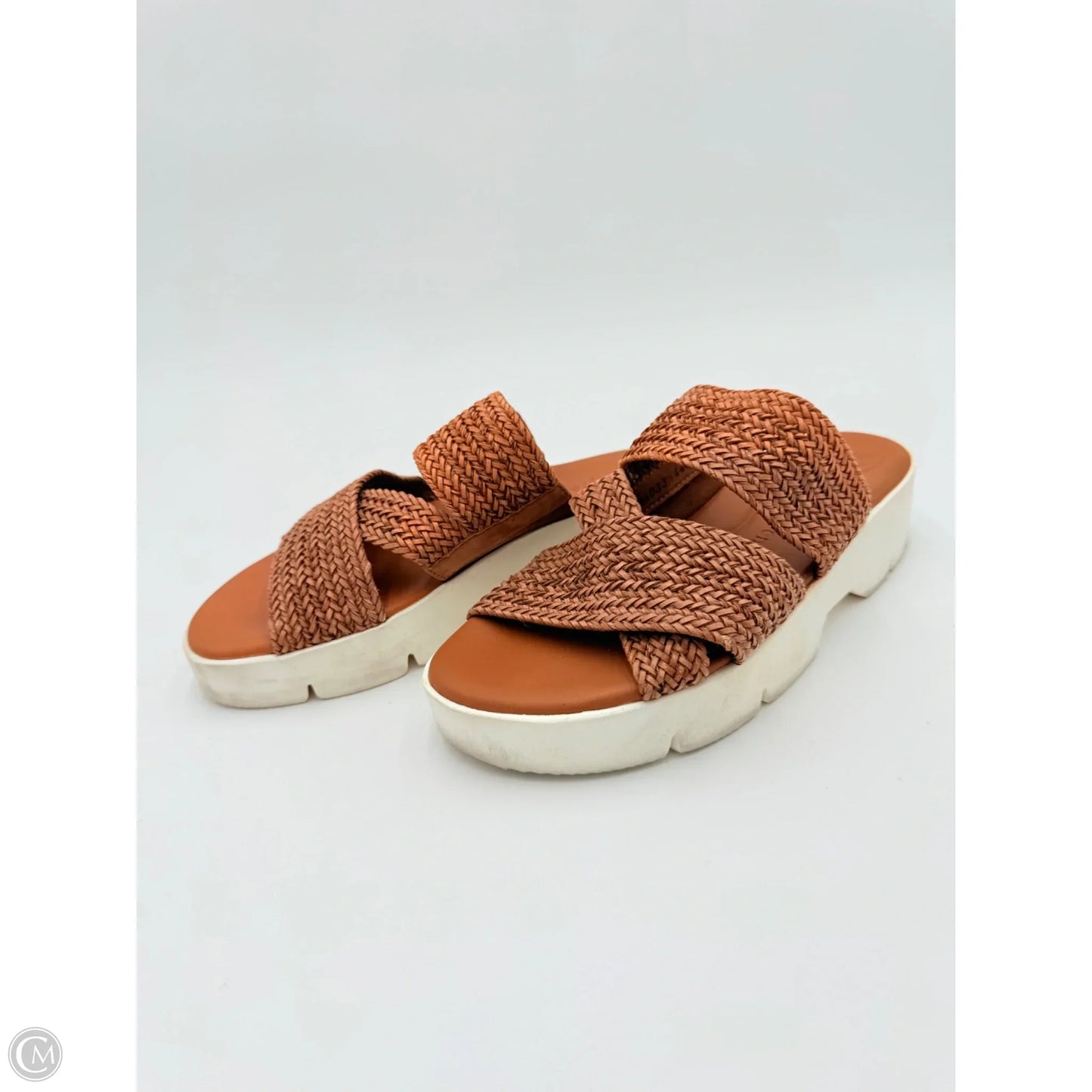 Sandals Heels Block By Paul Green In Tan & White, Size: 6