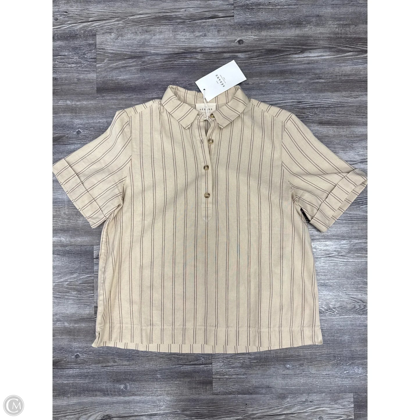 Top Short Sleeve By Sezane In Tan, Size: 4