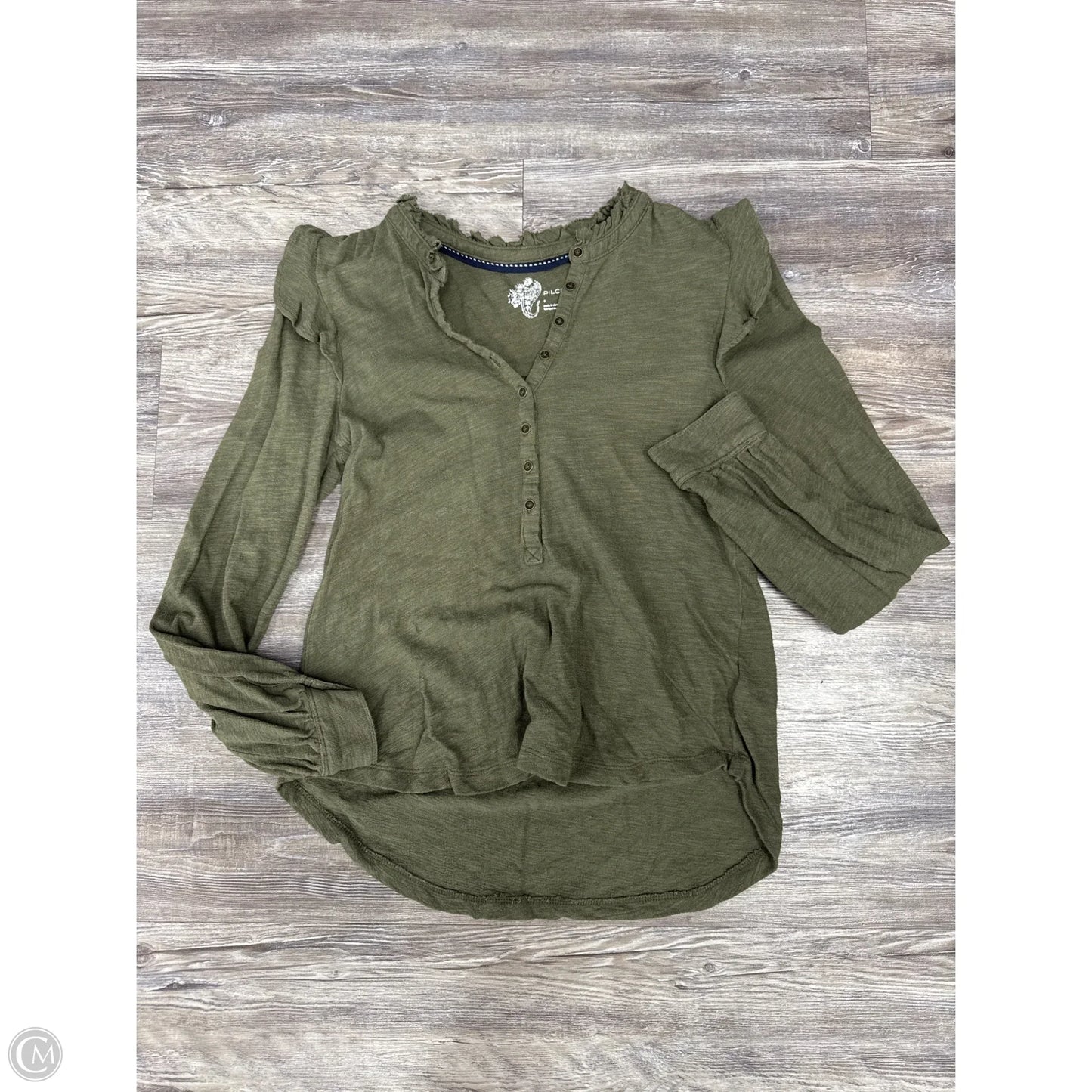 Top Long Sleeve By Pilcro In Green, Size: S