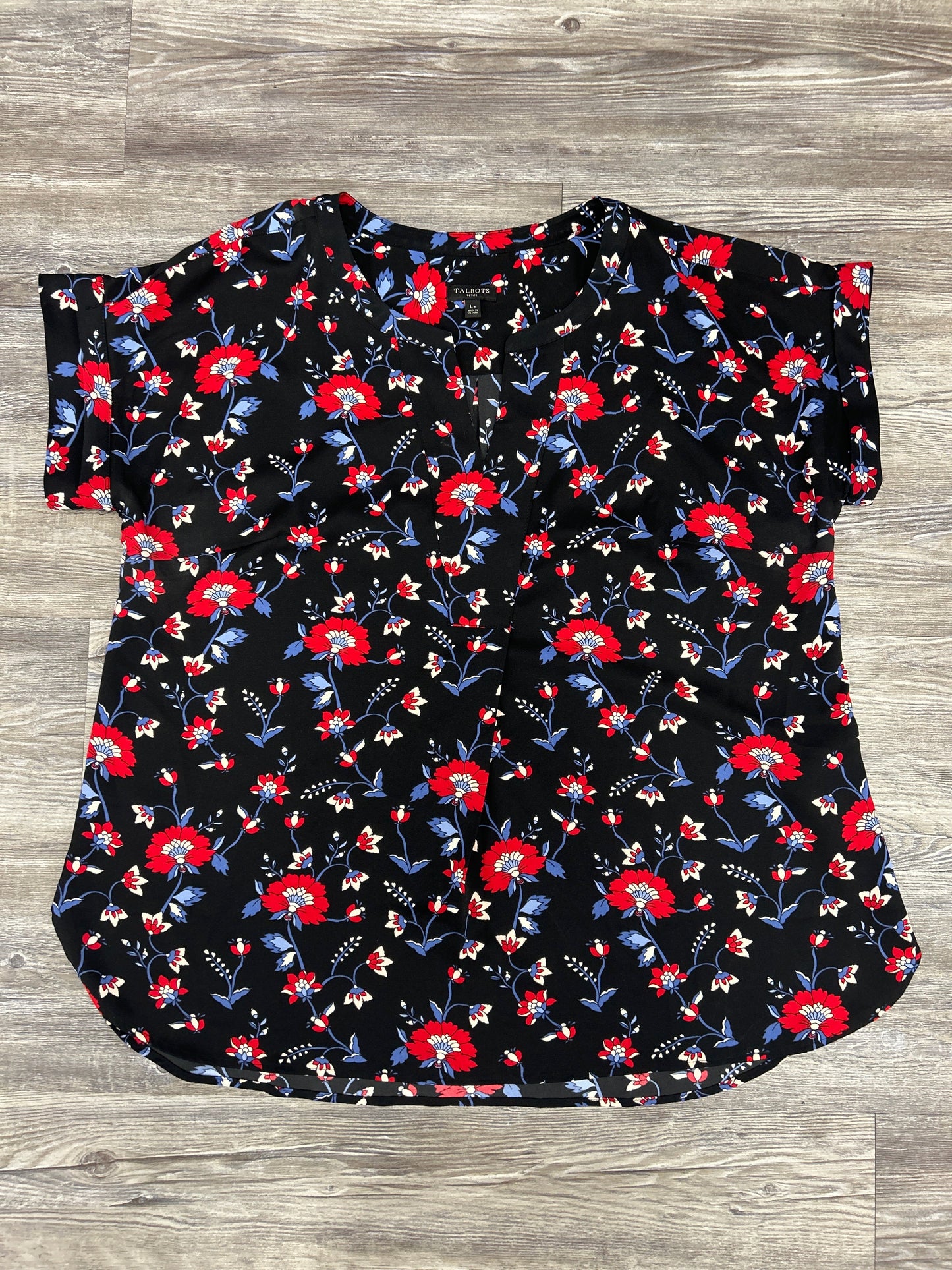 Top Short Sleeve By Talbots In Floral Print, Size: Lp